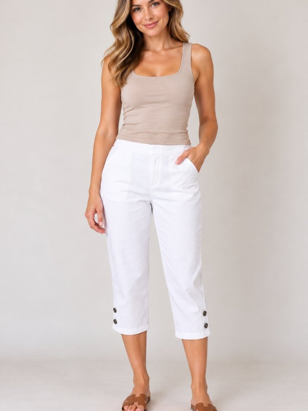 Alfred Dunner 8P Petite White Pull On Capri Pants